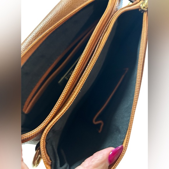 Street Level Brown Faux Leather Crossbody Bag with leopard guitar strap - Picture 5 of 6